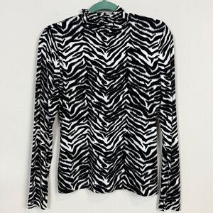 St. John Zebra Stripe Stretchy Turtleneck S